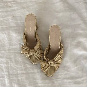 Loeffler Randall Gold Penny Knot Mules Retail $395